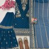 LC 1413 BEAUTIFUL BLUE SHARARA DRESS