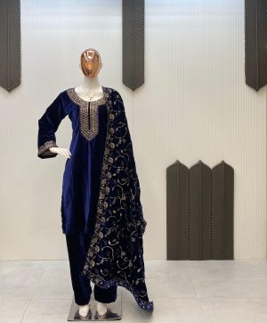 LG 2023 BEAUTIFUL BLUE VELVET SALWAR KAMEEZ