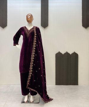 LG 2023 BEAUTIFUL WINE  VELVET SALWAR KAMEEZ