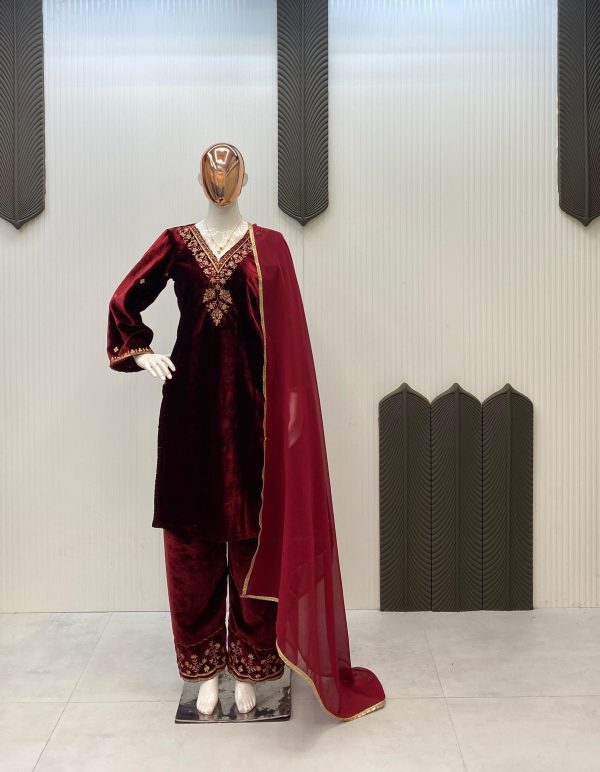 LG 2025 MAROON VELVET SALWAR KAMEEZ WHOLESALE