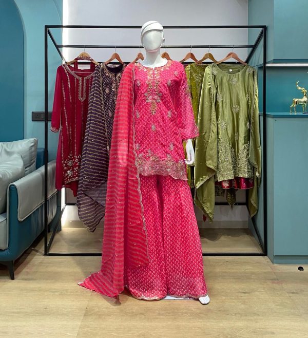 LM 07 PINK SHARARA SALWAR KAMEEZ ONLINE