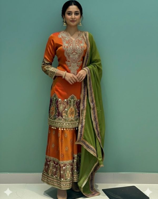 DHK 1376 A PURE CHINON SILK PLAZZO SUIT COLLECTION