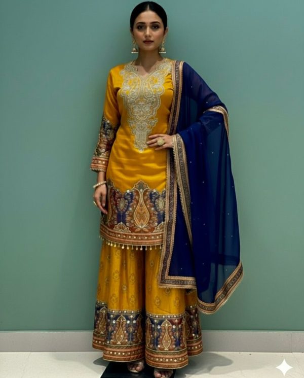 DHK 1376 B PURE CHINON SILK PLAZZO SUIT COLLECTION