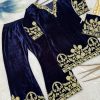 HK 1732 VELVET PLAZZO SUITS WHOLESALE