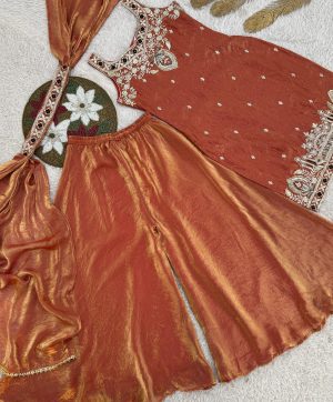 HK 1734 A PURE FRENDY SILK PLAZZO SUITS ONLINE