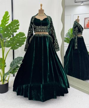QRC 302 TRENDING VELVET LEHENGA CHOLI ONLINE
