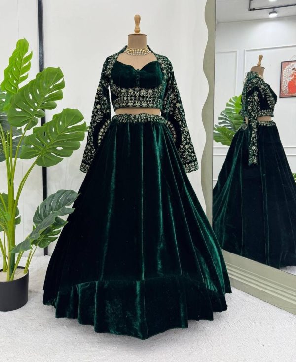 QRC 302 TRENDING VELVET LEHENGA CHOLI ONLINE