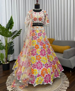 QRC 383 TRENDING FANCY GEORGETTE LEHENGA CHOLI