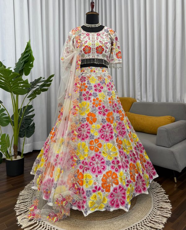 QRC 383 TRENDING FANCY GEORGETTE LEHENGA CHOLI