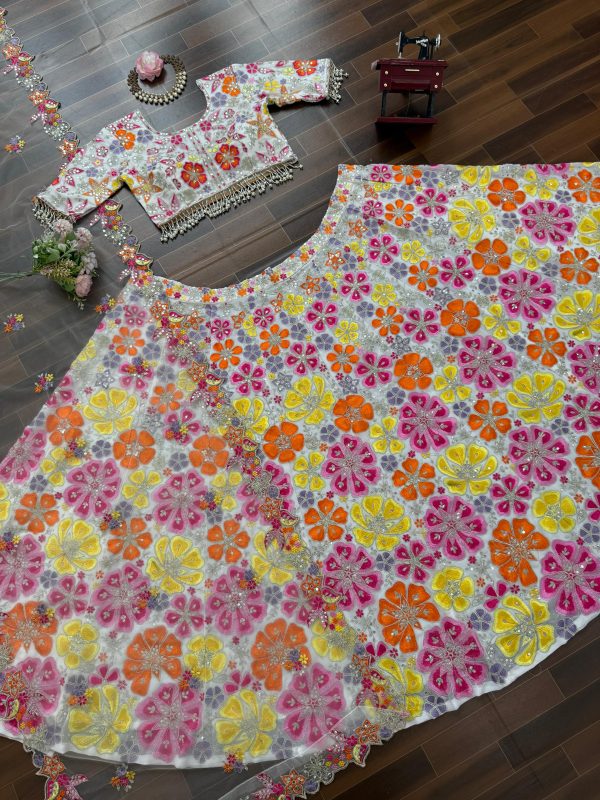 QRC 383 TRENDING FANCY GEORGETTE LEHENGA CHOLI